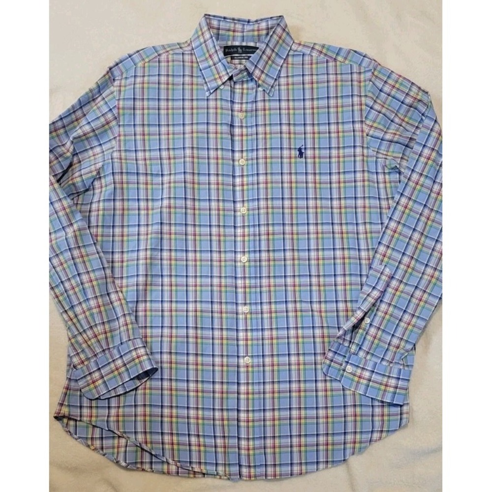 VINTAGE RALPH LAUREN MENS LONG SLEEVE MULTICOLOR BUTTONDOWN SIZE LARGE - EUC - Picture 2 of 8